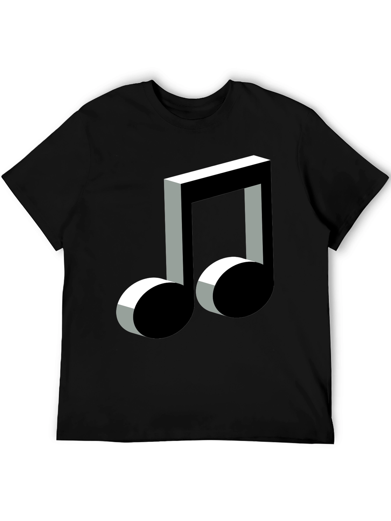 3D Music Note Graphic Black T-Shirt
