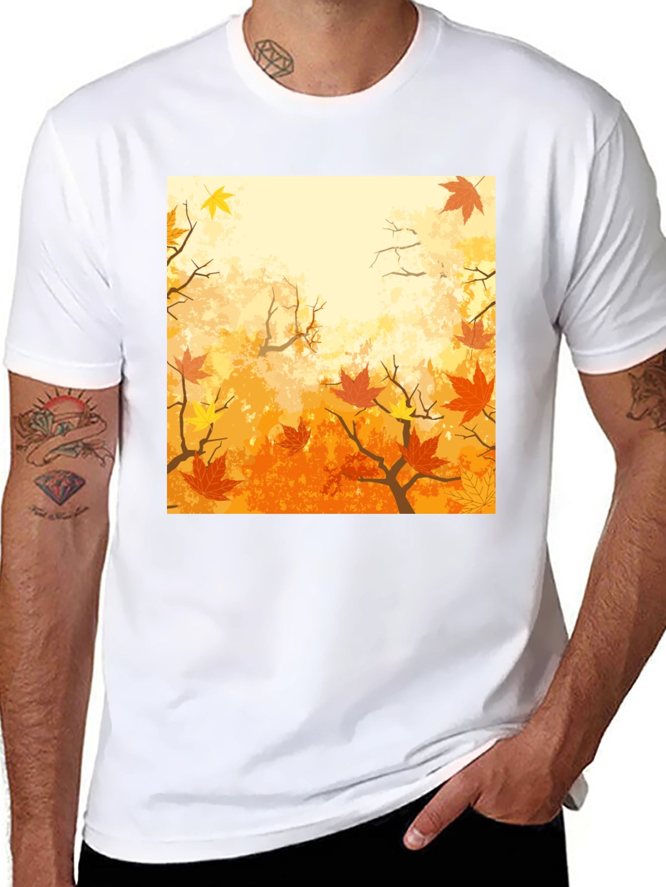 Autumn Leaves Graphic T-Shirt - Black
