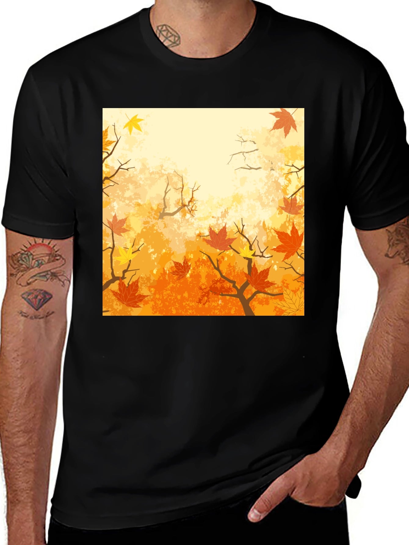 Autumn Leaves Graphic T-Shirt - Black