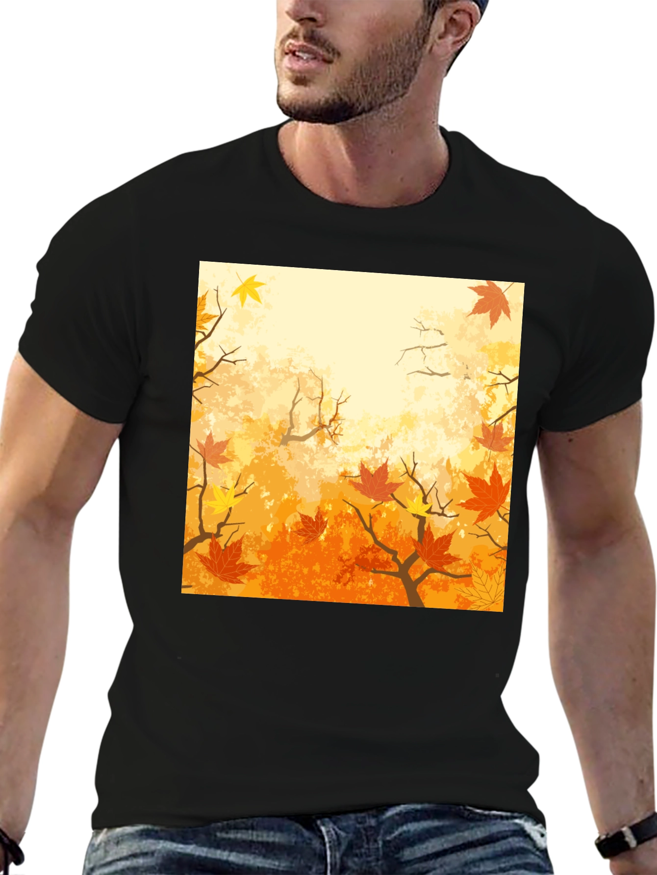 Autumn Leaves Graphic T-Shirt - Black