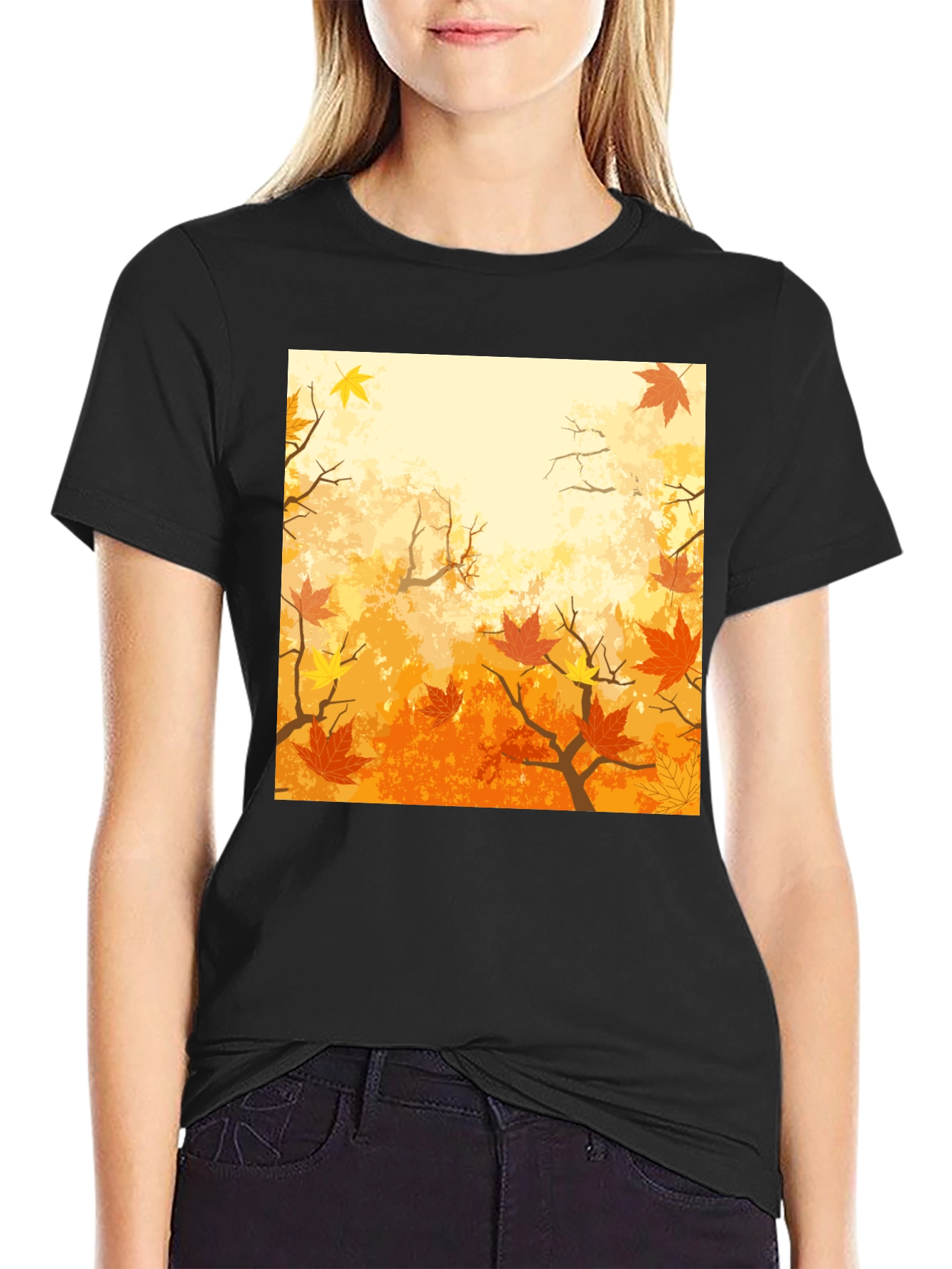 Autumn Leaves Graphic T-Shirt - Black