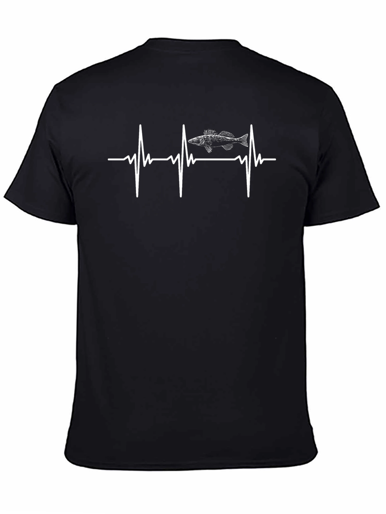 Fishing Heartbeat T-Shirt - Black