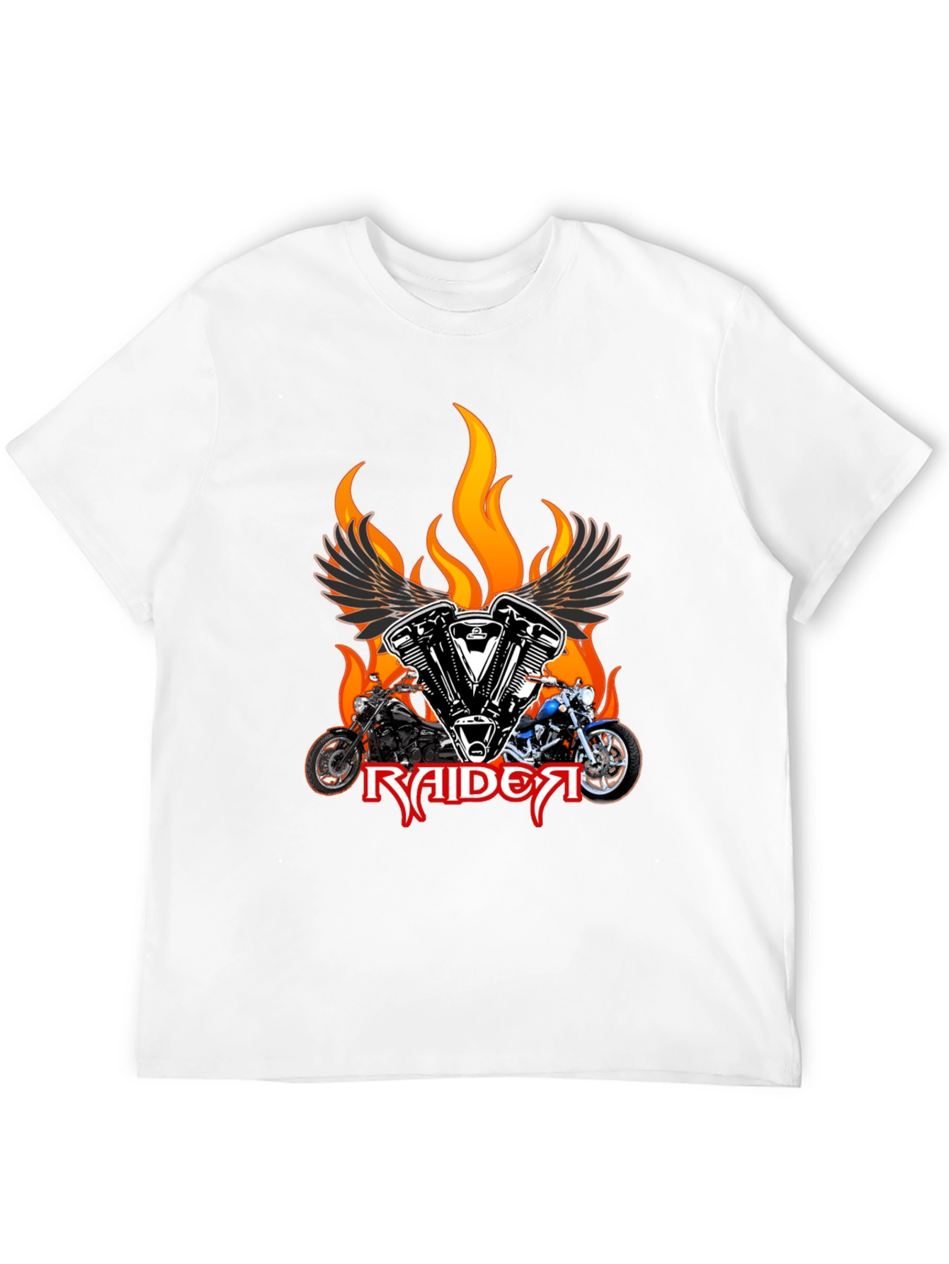 Raider Motorcycle T-Shirt - Flaming Wings