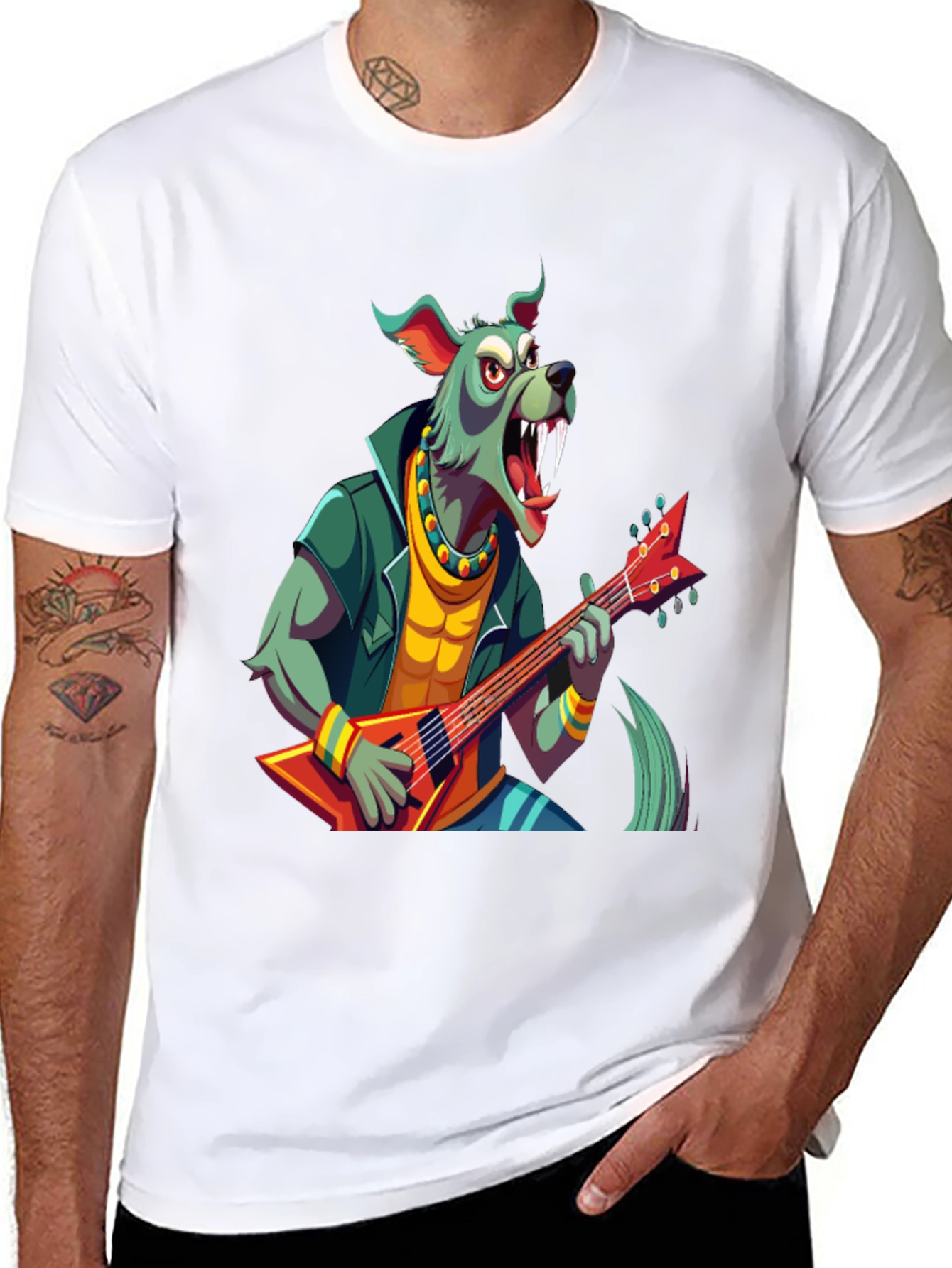 Rocking Werewolf Guitarist Graphic T-Shirt