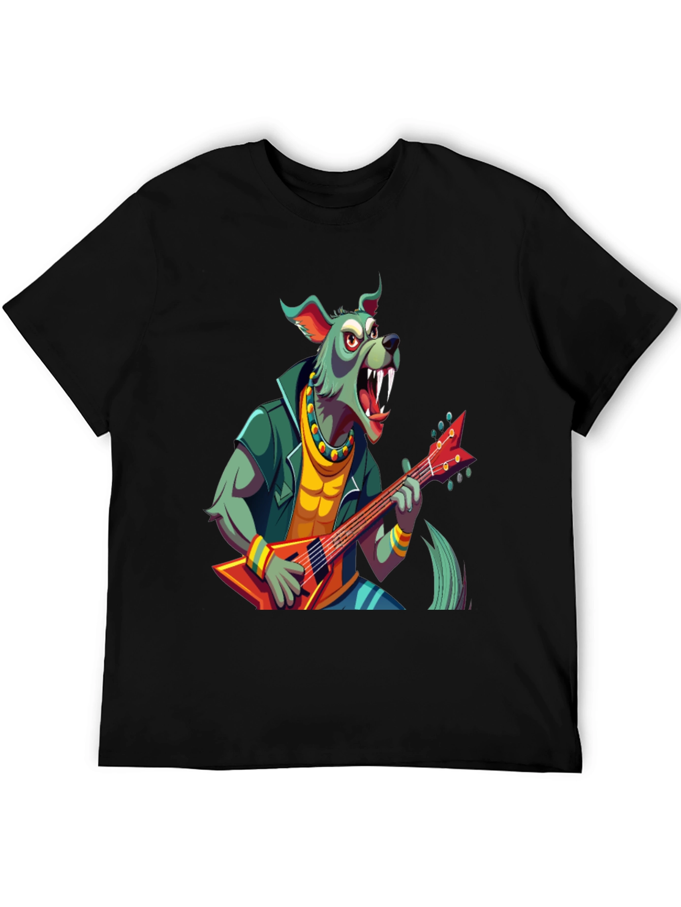 Rocking Werewolf Guitarist Graphic T-Shirt