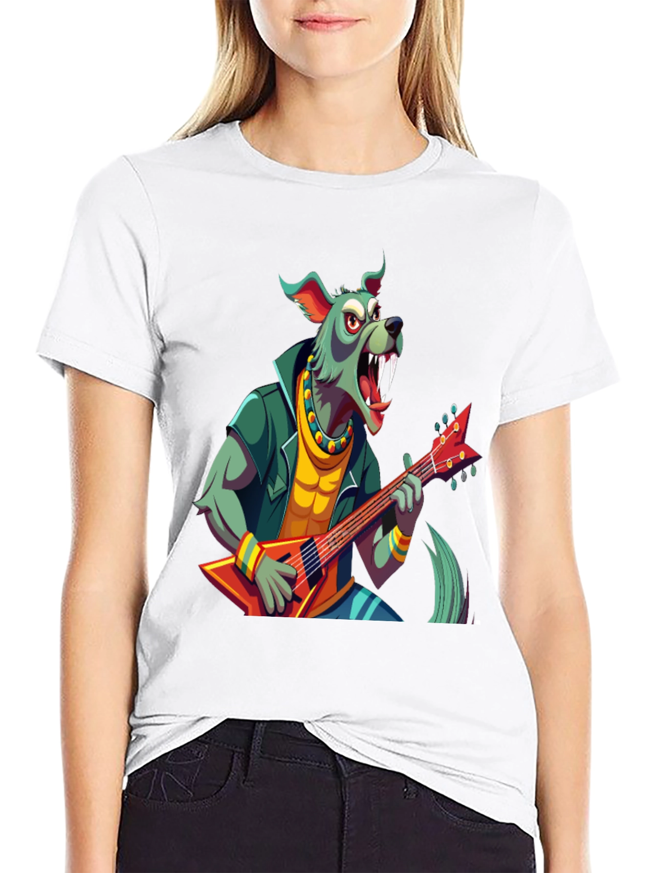 Rocking Werewolf Guitarist Graphic T-Shirt