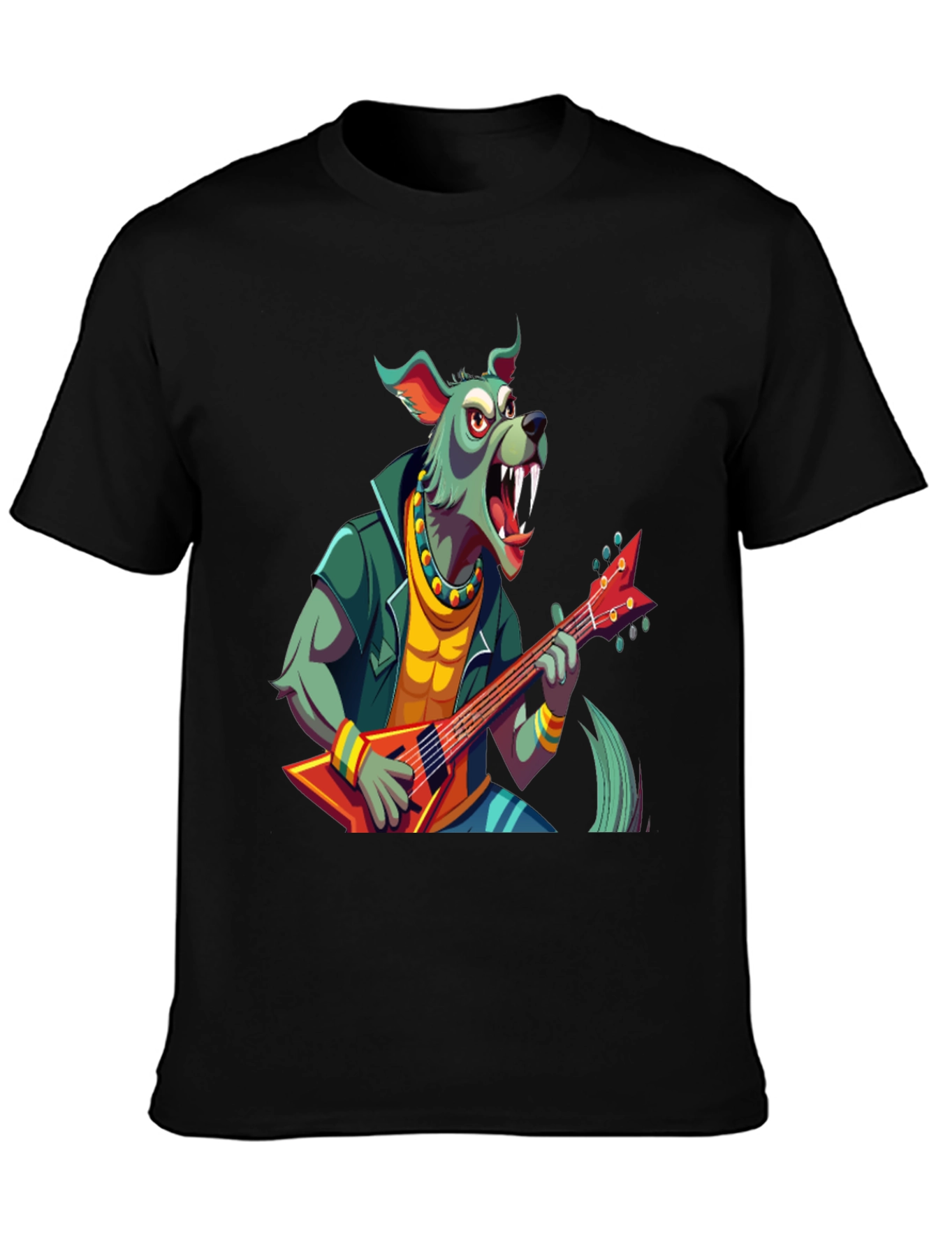 Rocking Werewolf Guitarist Graphic T-Shirt