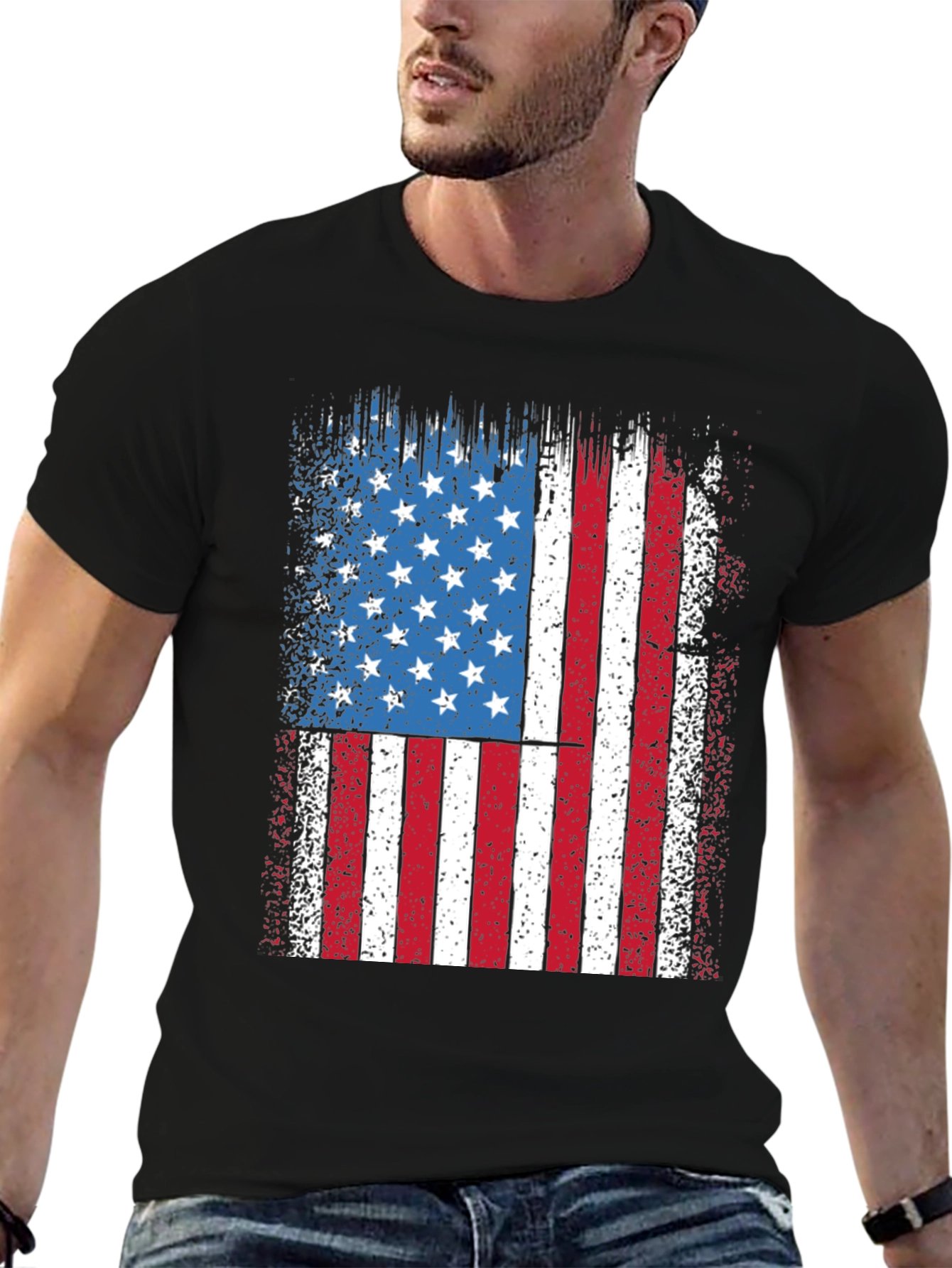 American Flag Distressed Graphic Tee