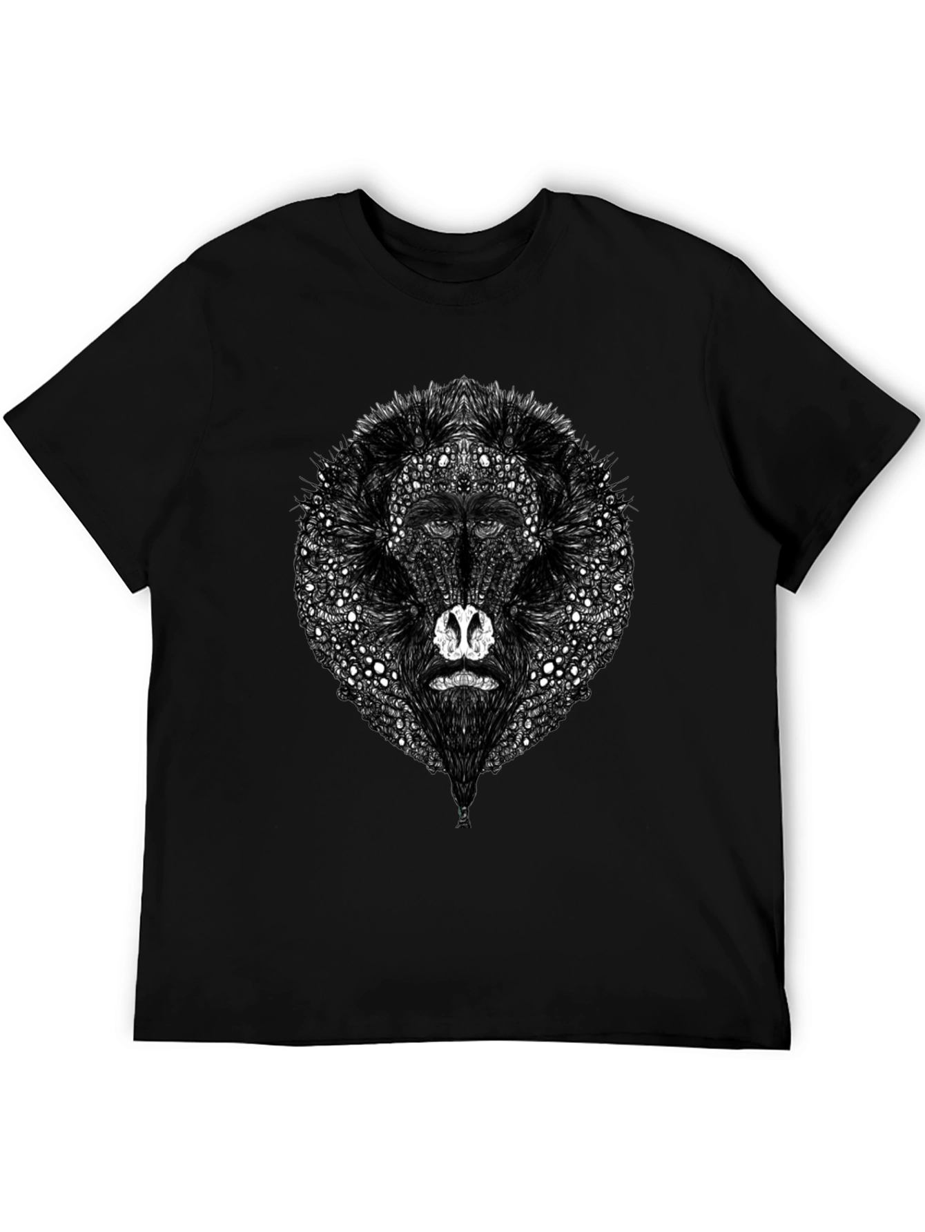 Abstract Baboon Graphic Tee - Unique Black T-Shirt