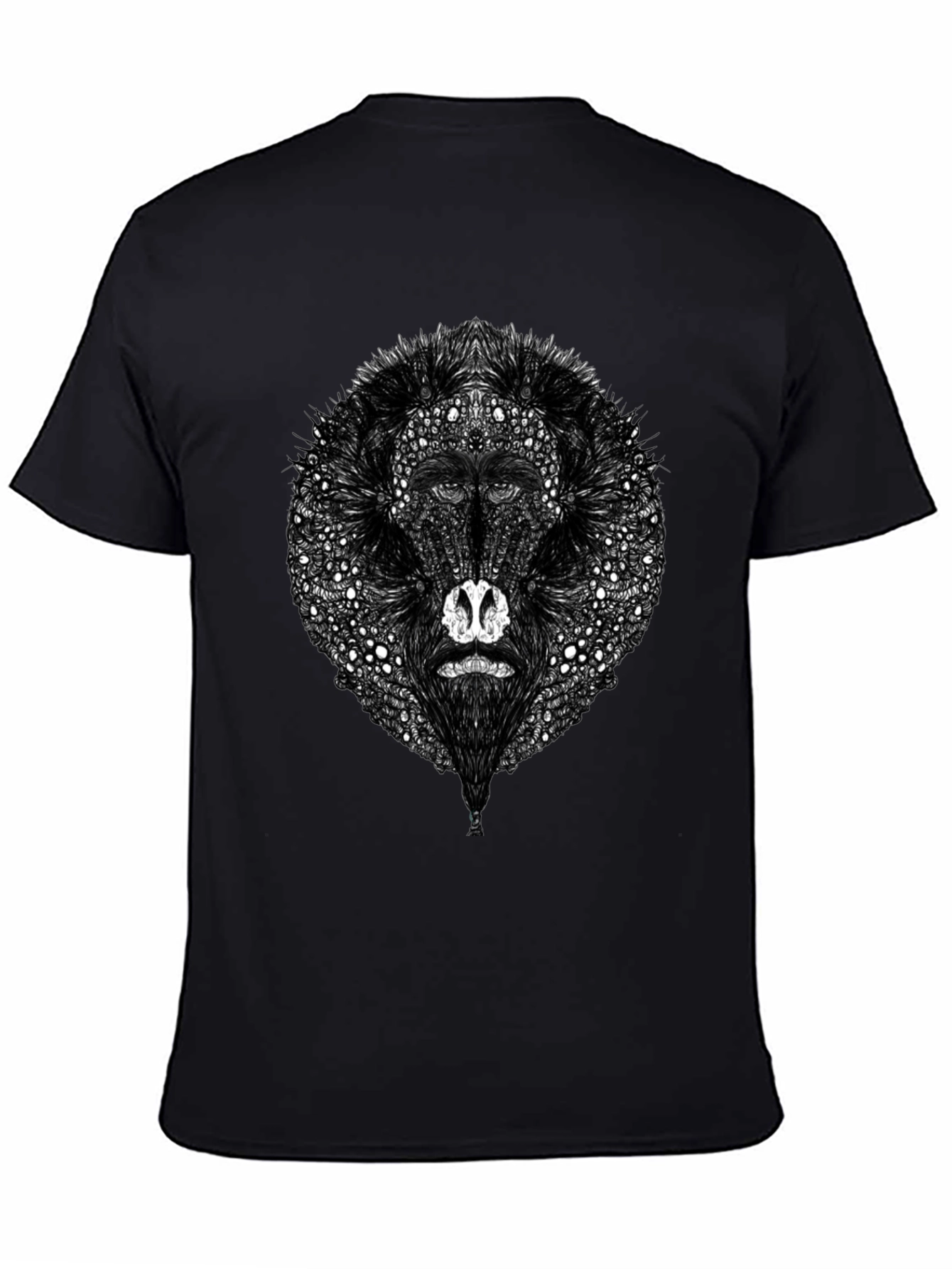 Abstract Baboon Graphic Tee - Unique Black T-Shirt