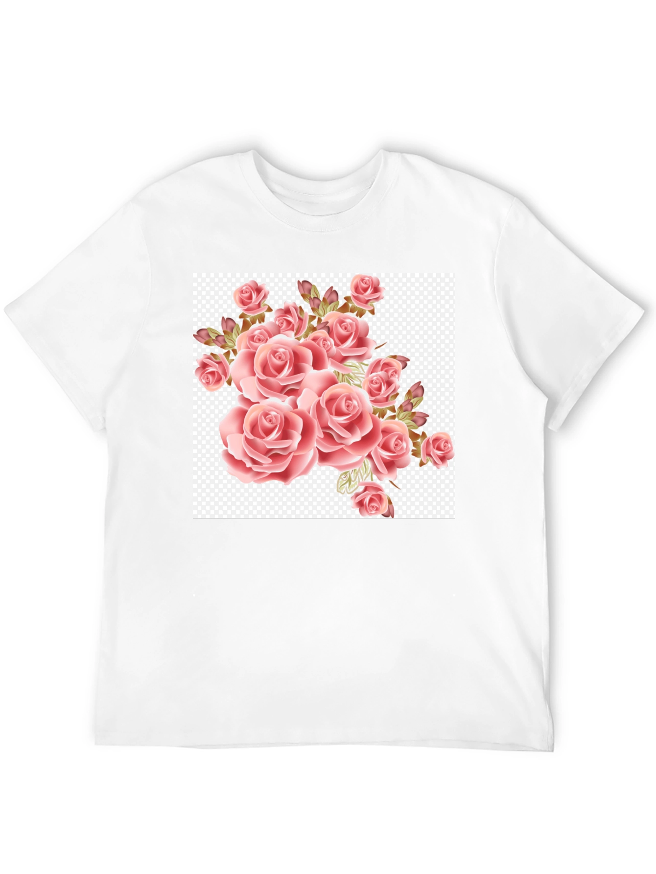 Floral Rose Print Black T-Shirt