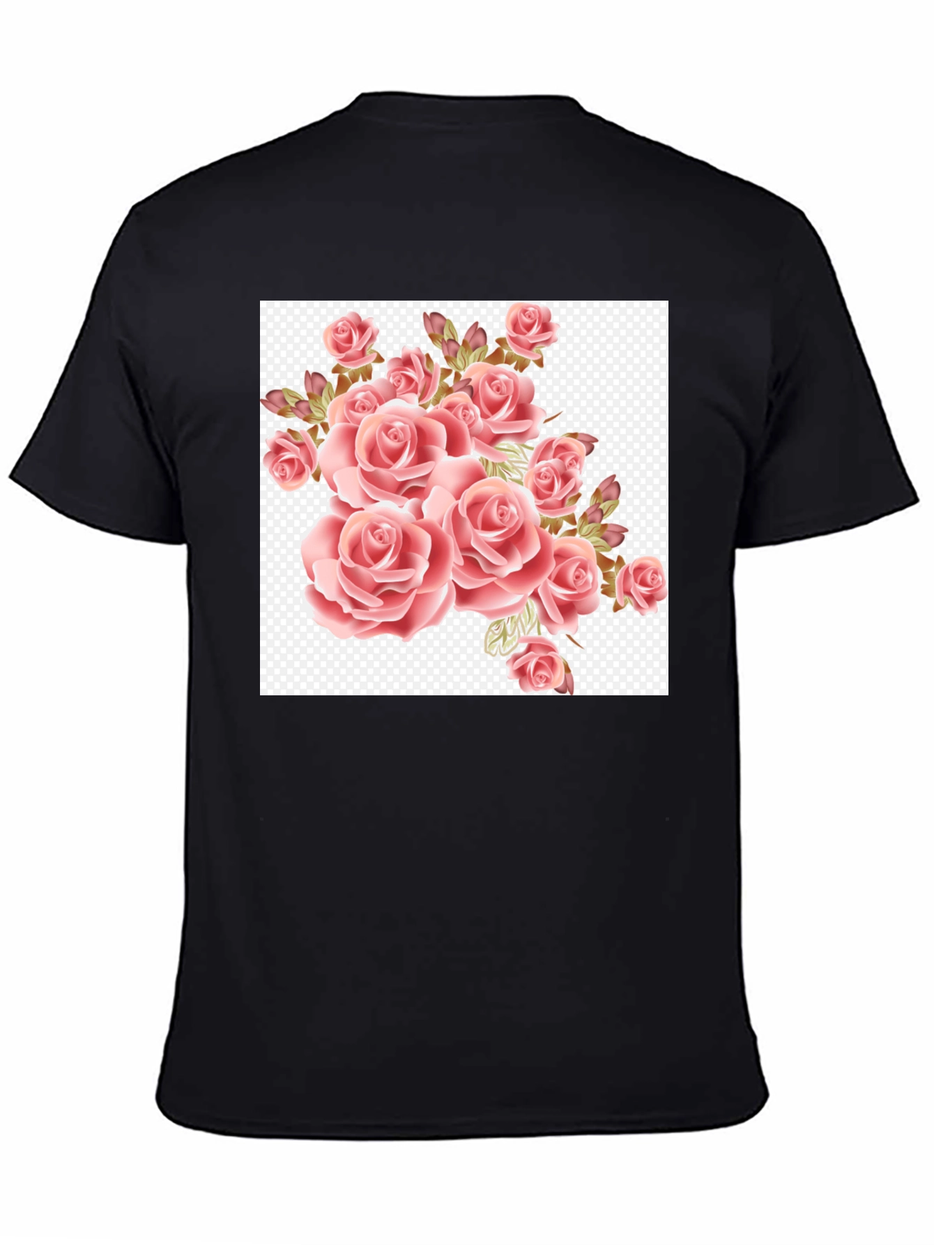 Floral Rose Print Black T-Shirt