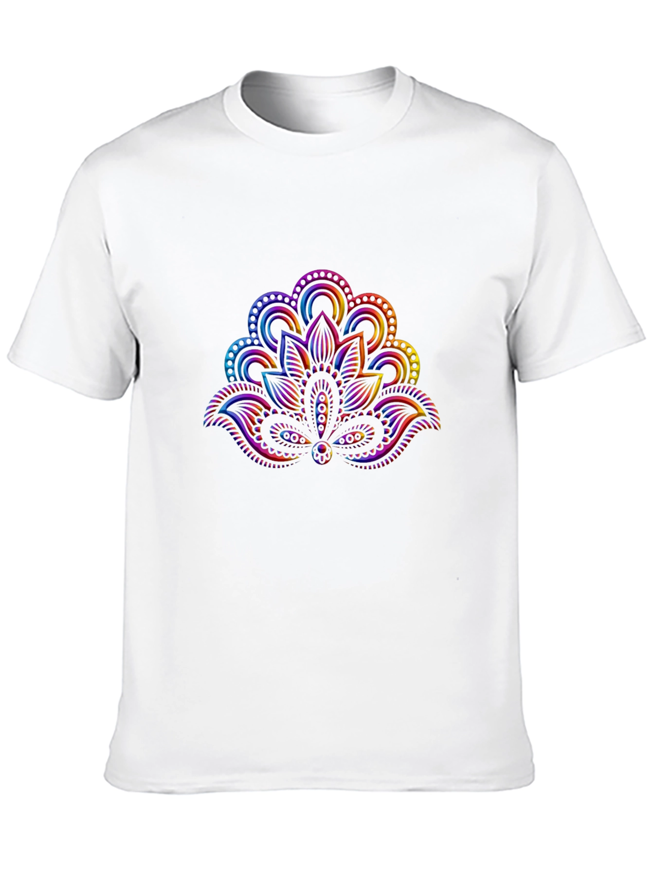 Rainbow Lotus Flower Graphic Black T-Shirt