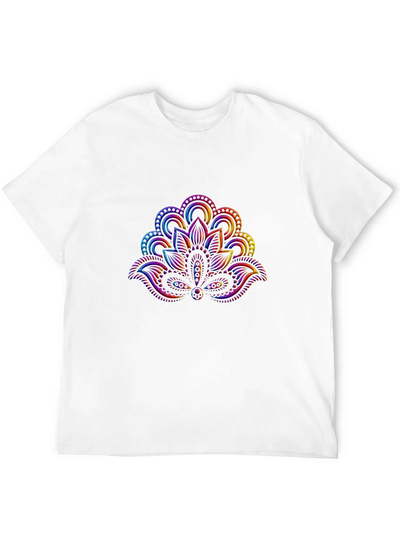 Rainbow Lotus Flower Graphic Black T-Shirt