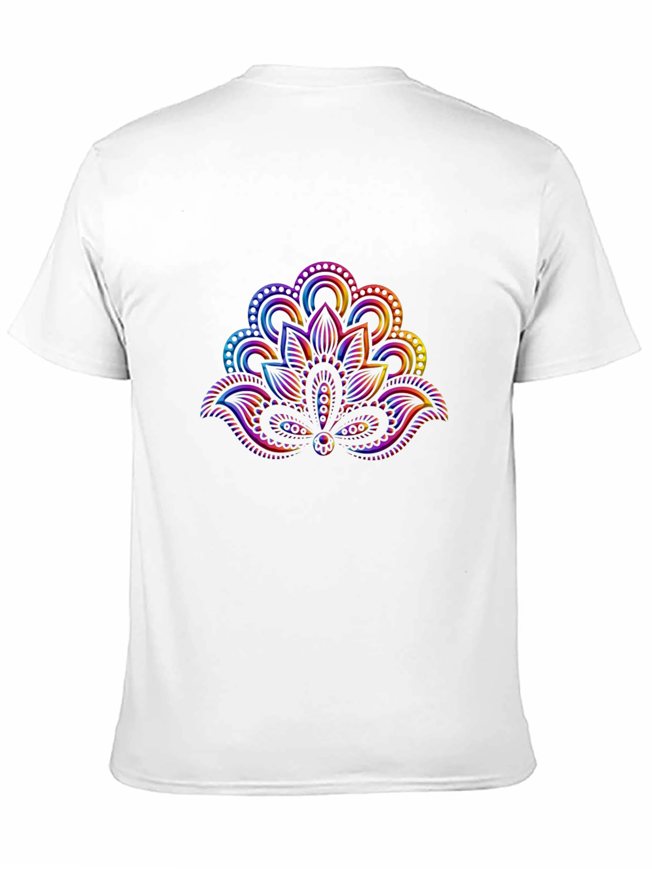 Rainbow Lotus Flower Graphic Black T-Shirt