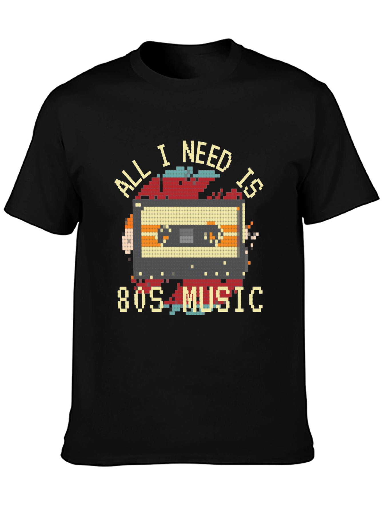 Retro 80s Music Cassette T-Shirt - Pixel Art Style