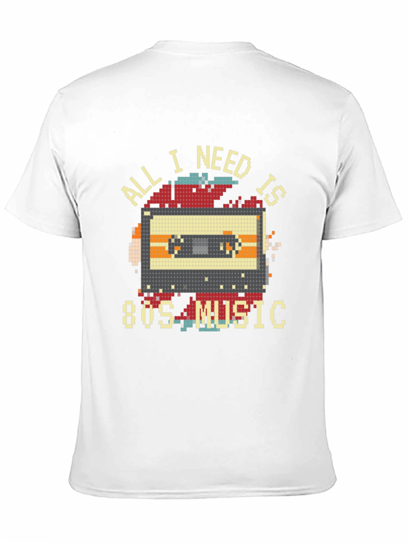 Retro 80s Music Cassette T-Shirt - Pixel Art Style