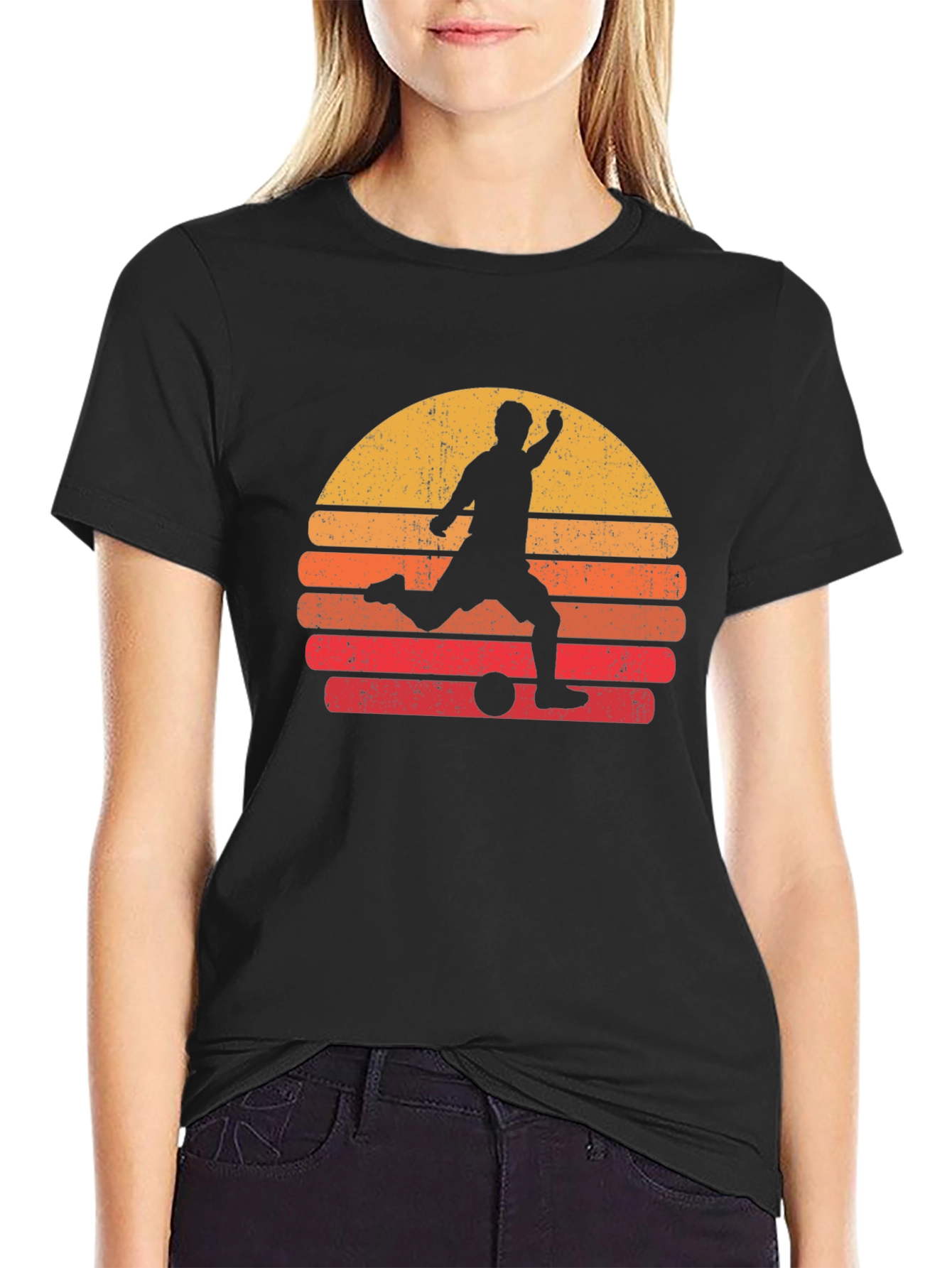 Retro Soccer Sunset Graphic Tee - Black
