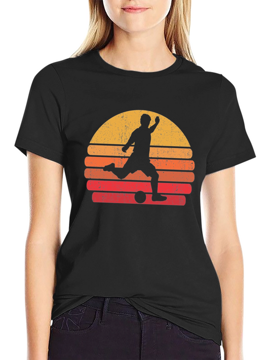 Retro Soccer Sunset Graphic Tee - Black