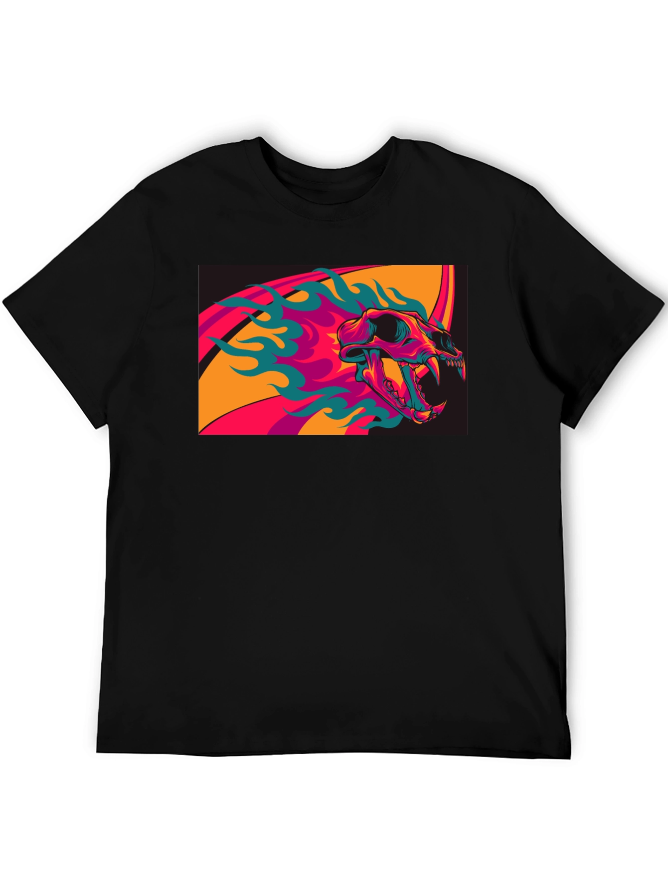 Skull Flames Graphic Tee - Black
