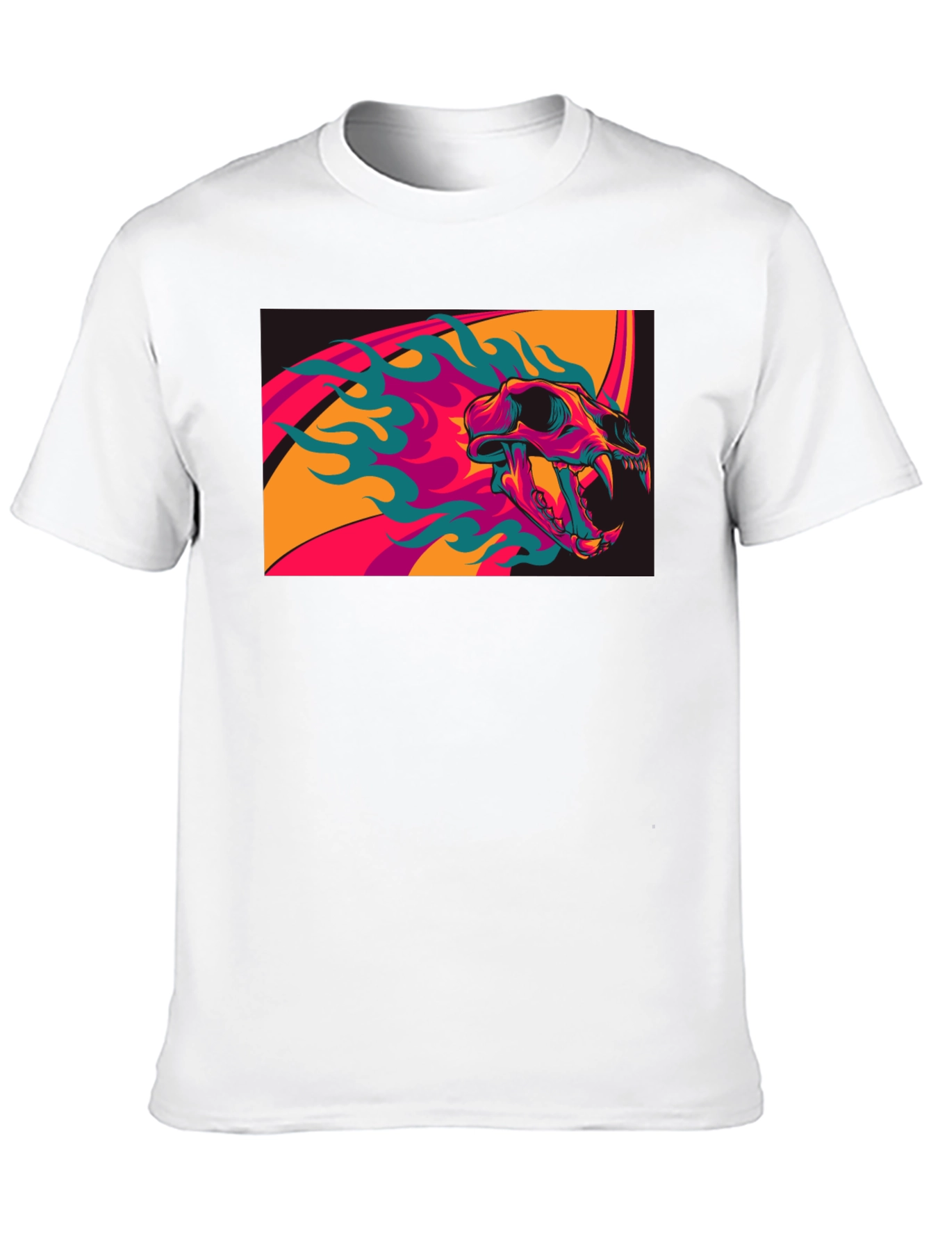 Skull Flames Graphic Tee - Black