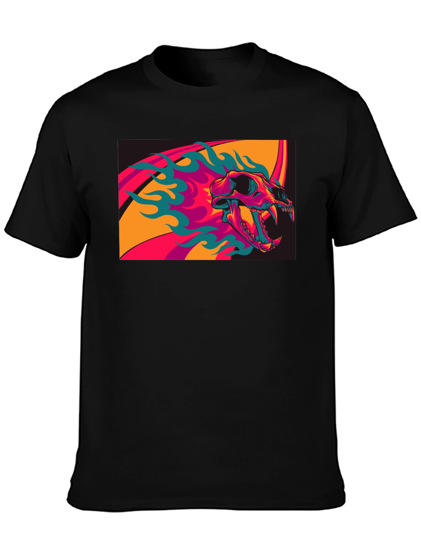 Skull Flames Graphic Tee - Black