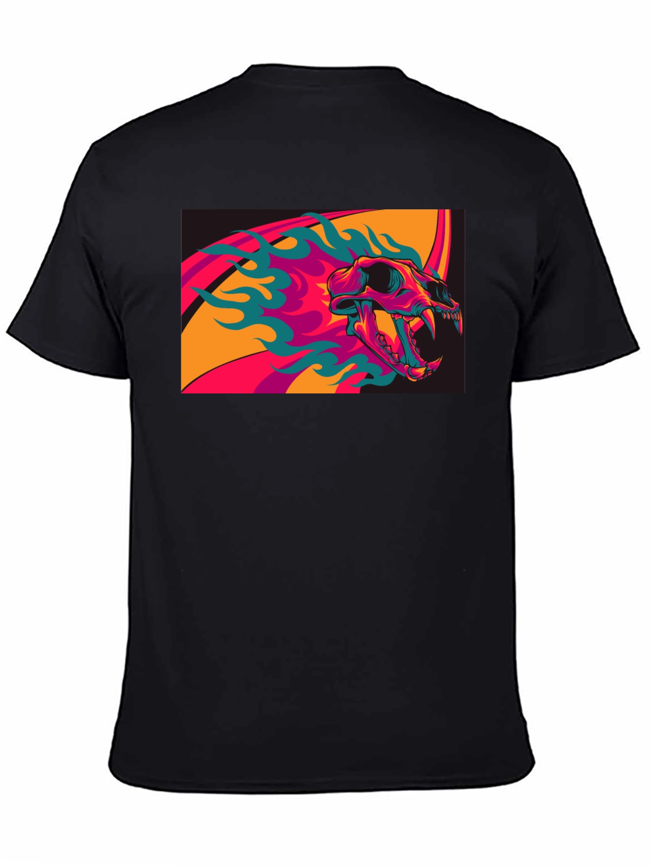 Skull Flames Graphic Tee - Black