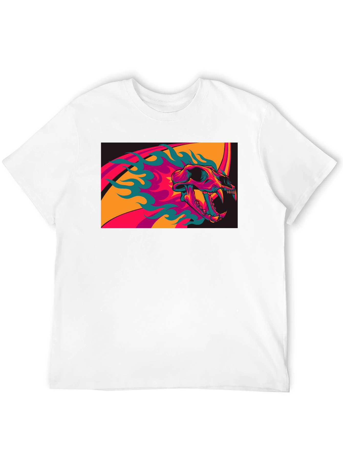 Skull Flames Graphic Tee - Black