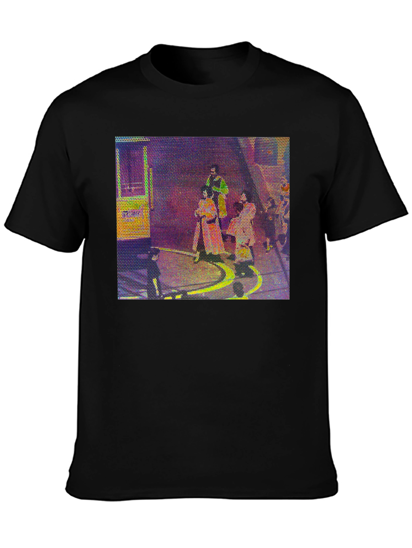 Retro Graphic Print Black T-Shirt