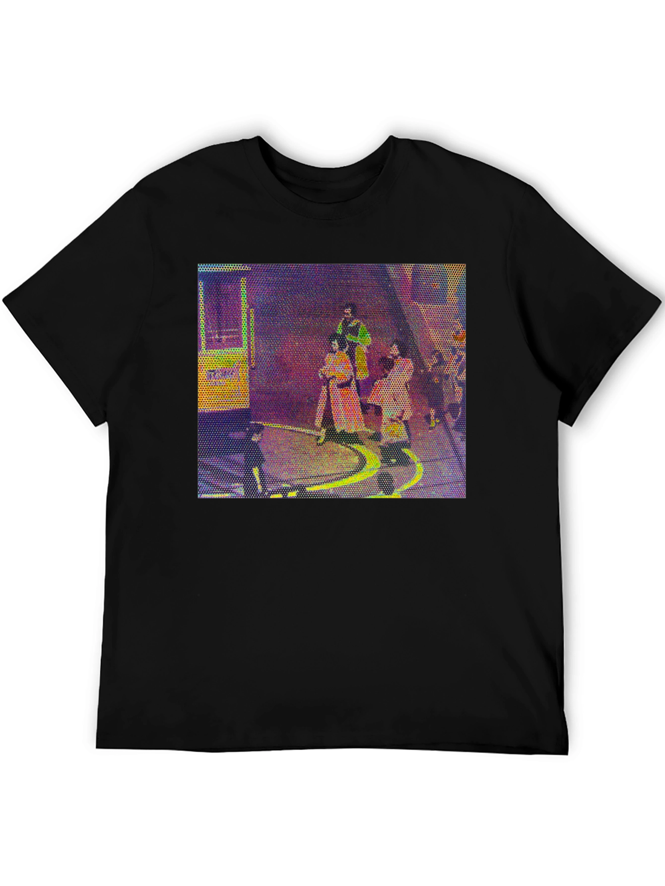 Retro Graphic Print Black T-Shirt