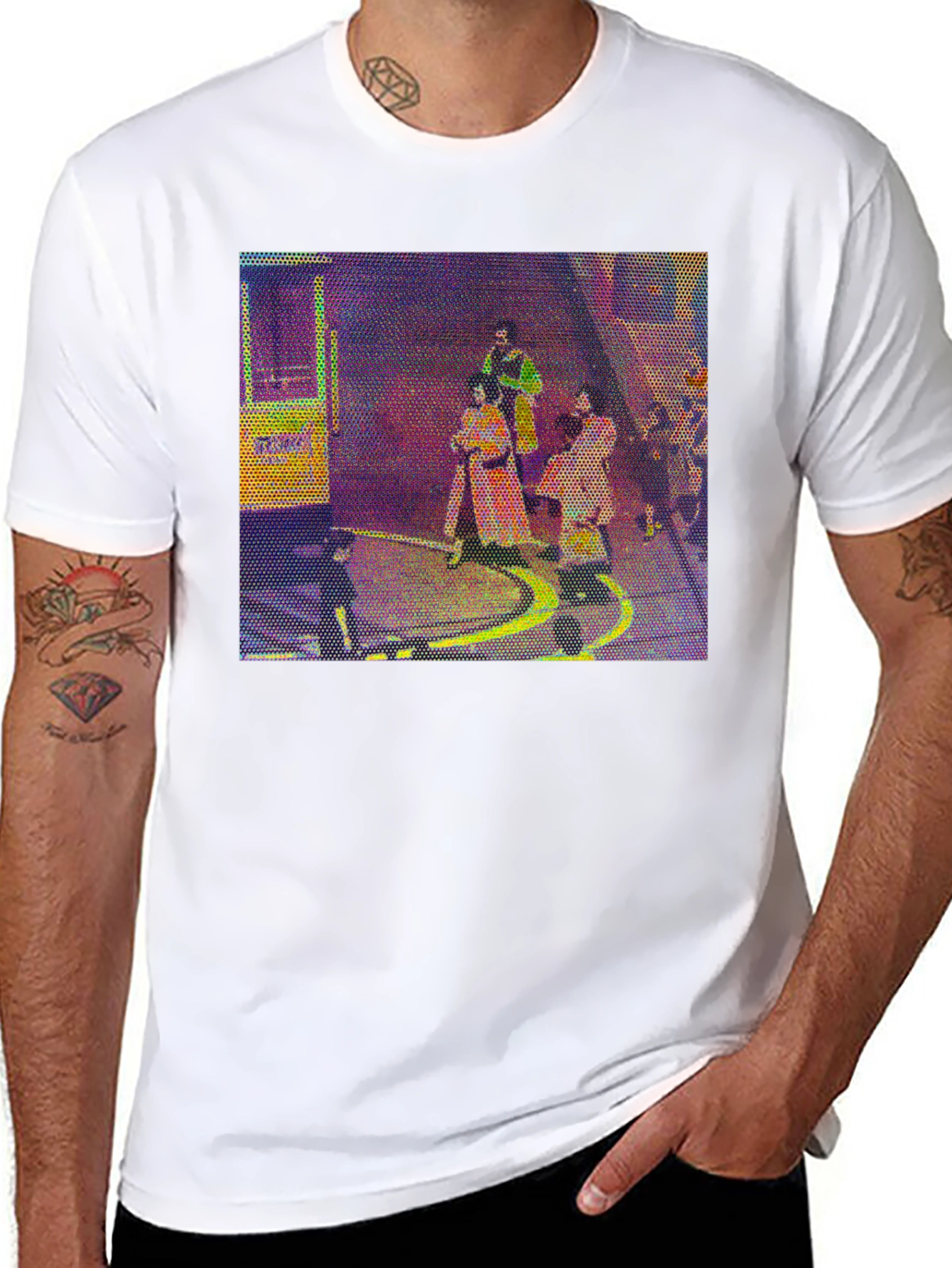 Retro Graphic Print Black T-Shirt