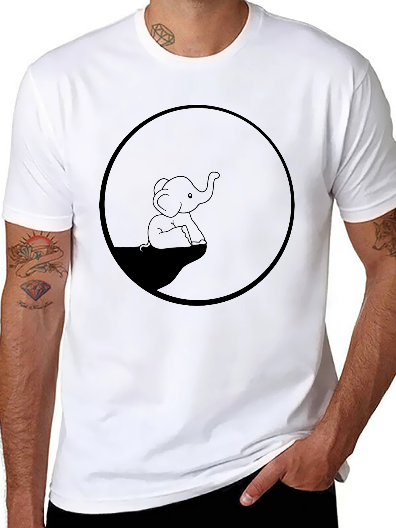 Elephant Graphic Tee - Classic Black Cotton T-Shirt