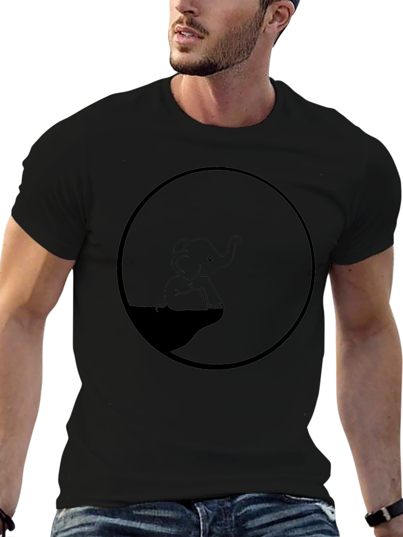 Elephant Graphic Tee - Classic Black Cotton T-Shirt