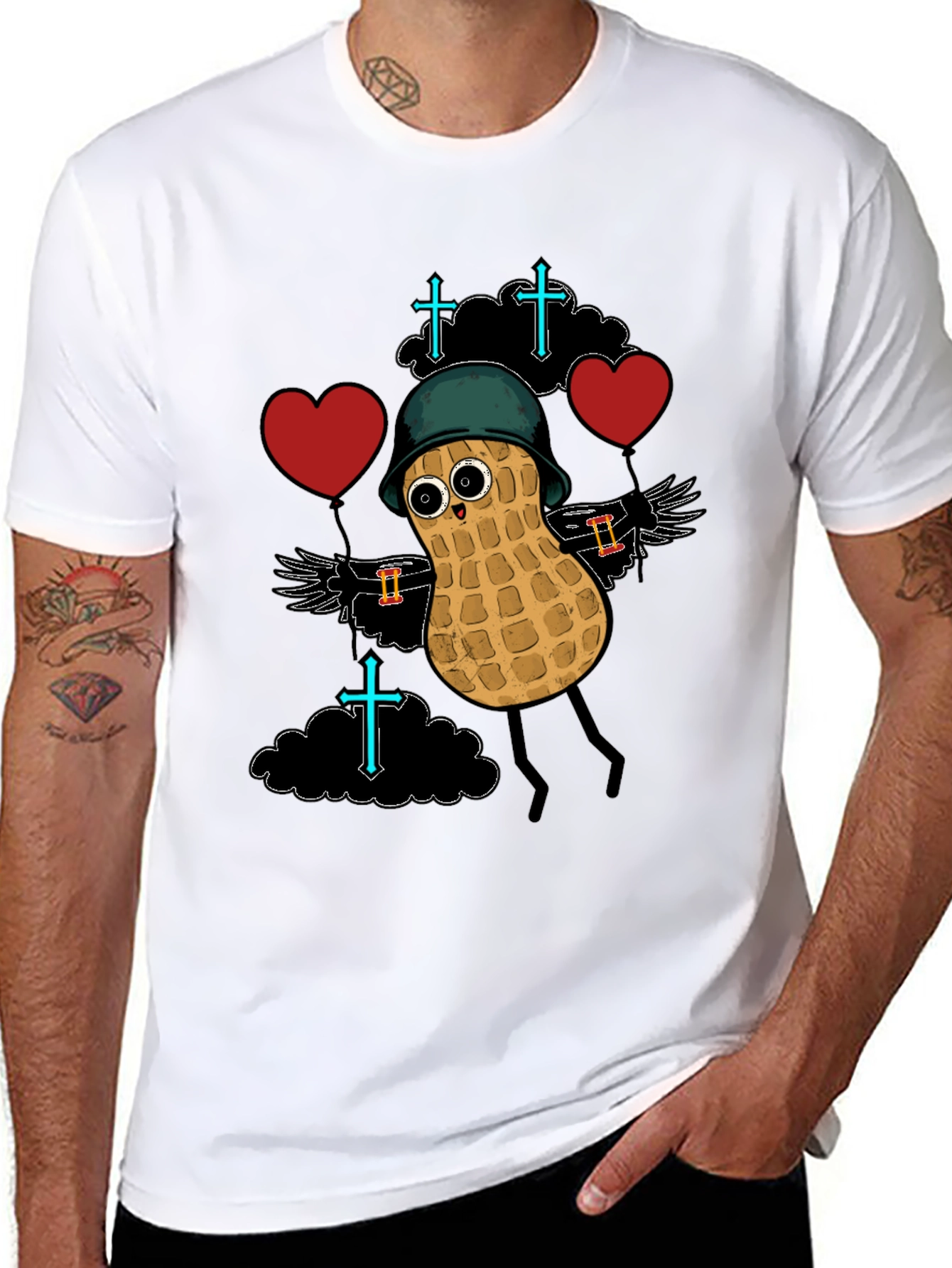 Whimsical Peanut Character Graphic T-Shirt