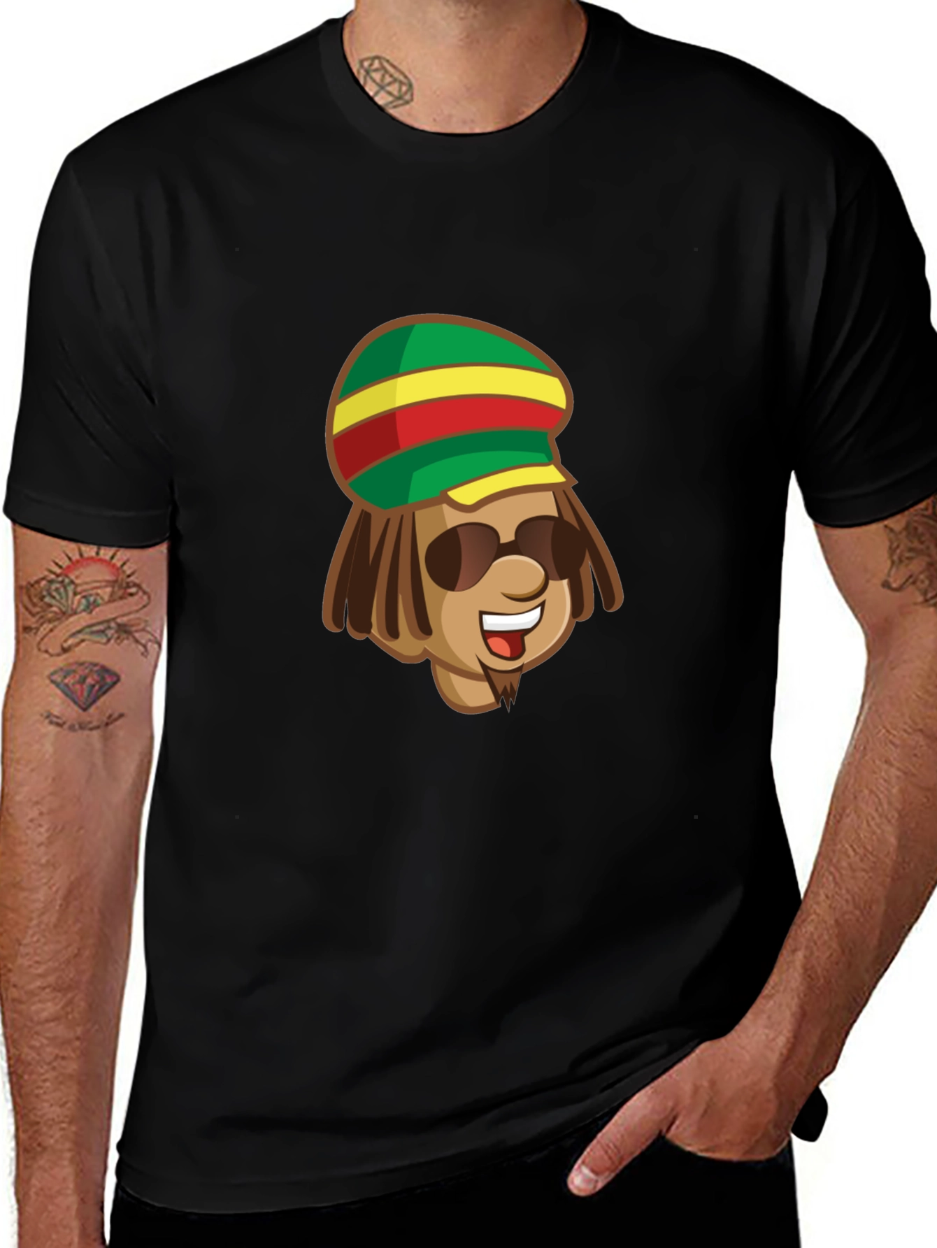 Rasta Man Graphic Black T-Shirt