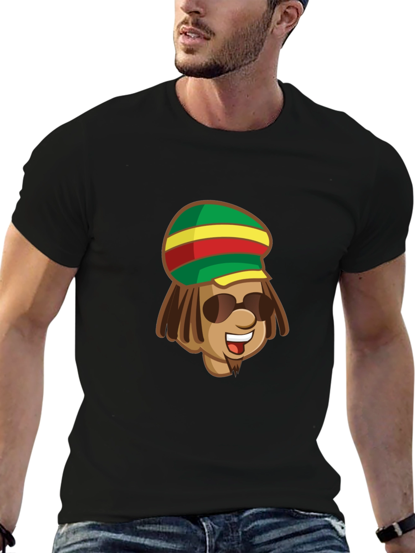 Rasta Man Graphic Black T-Shirt