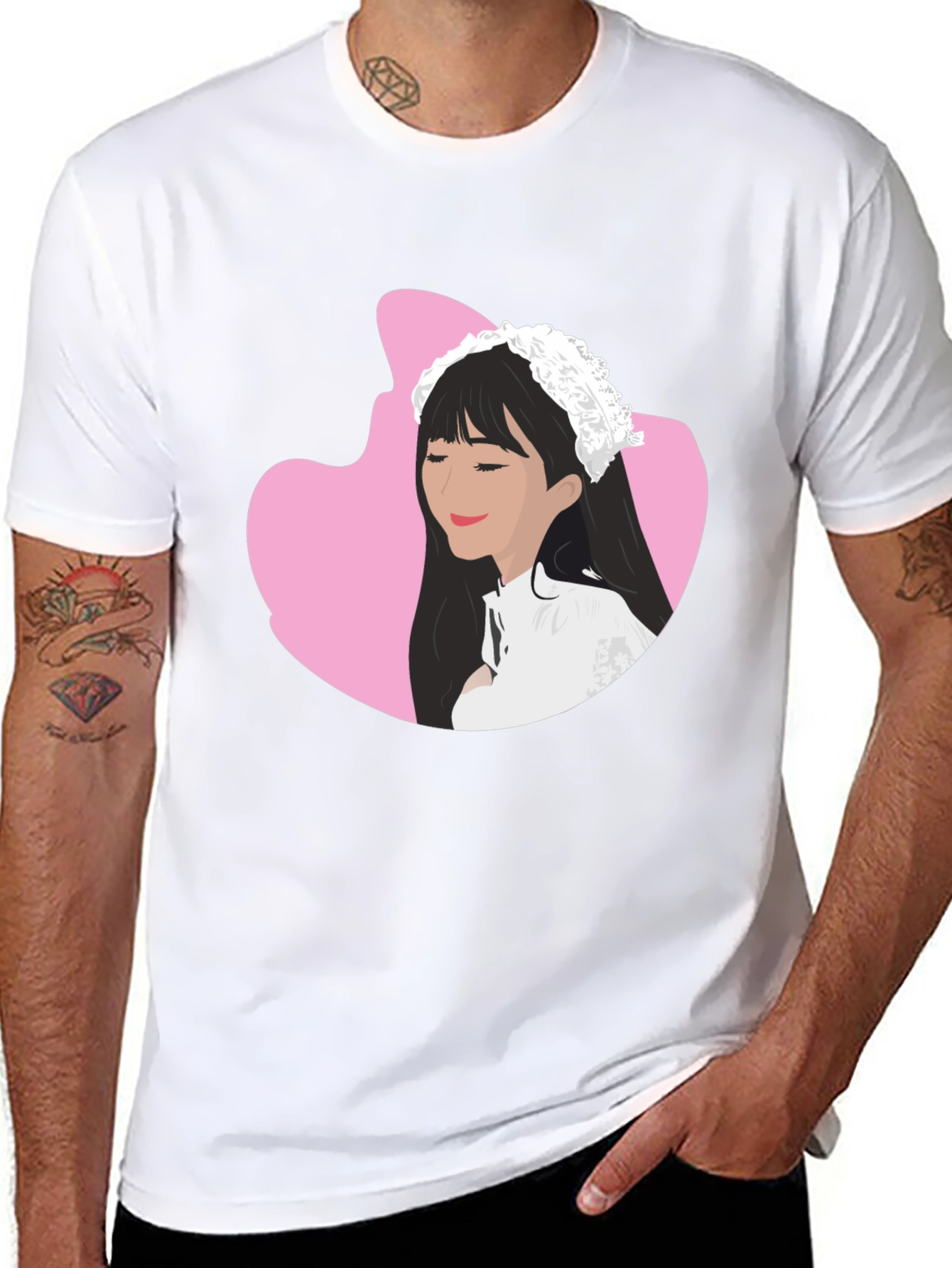 Anime Girl Graphic Tee - Black Cotton Casual T-Shirt