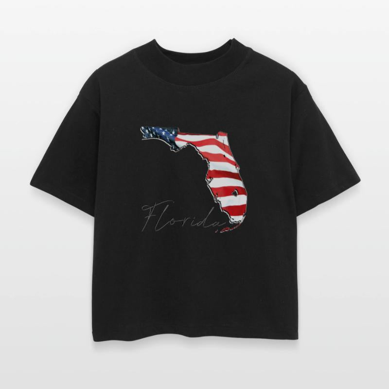 USA Flag in Florida State Map FL