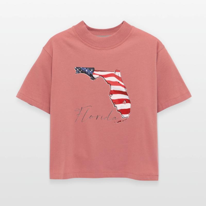 USA Flag in Florida State Map FL