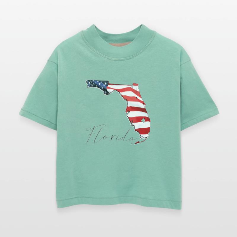 USA Flag in Florida State Map FL