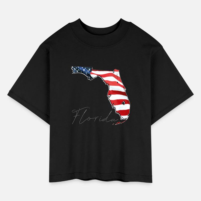 USA Flag in Florida State Map FL