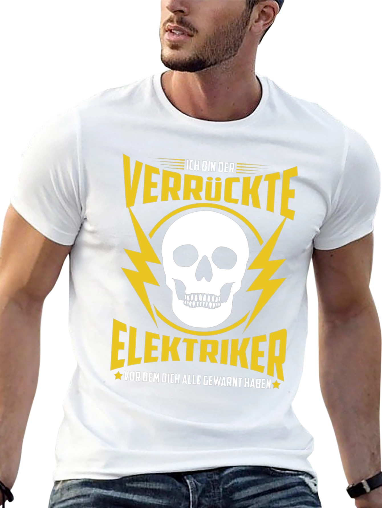 Crazy Electrician T-Shirt with Skull Design