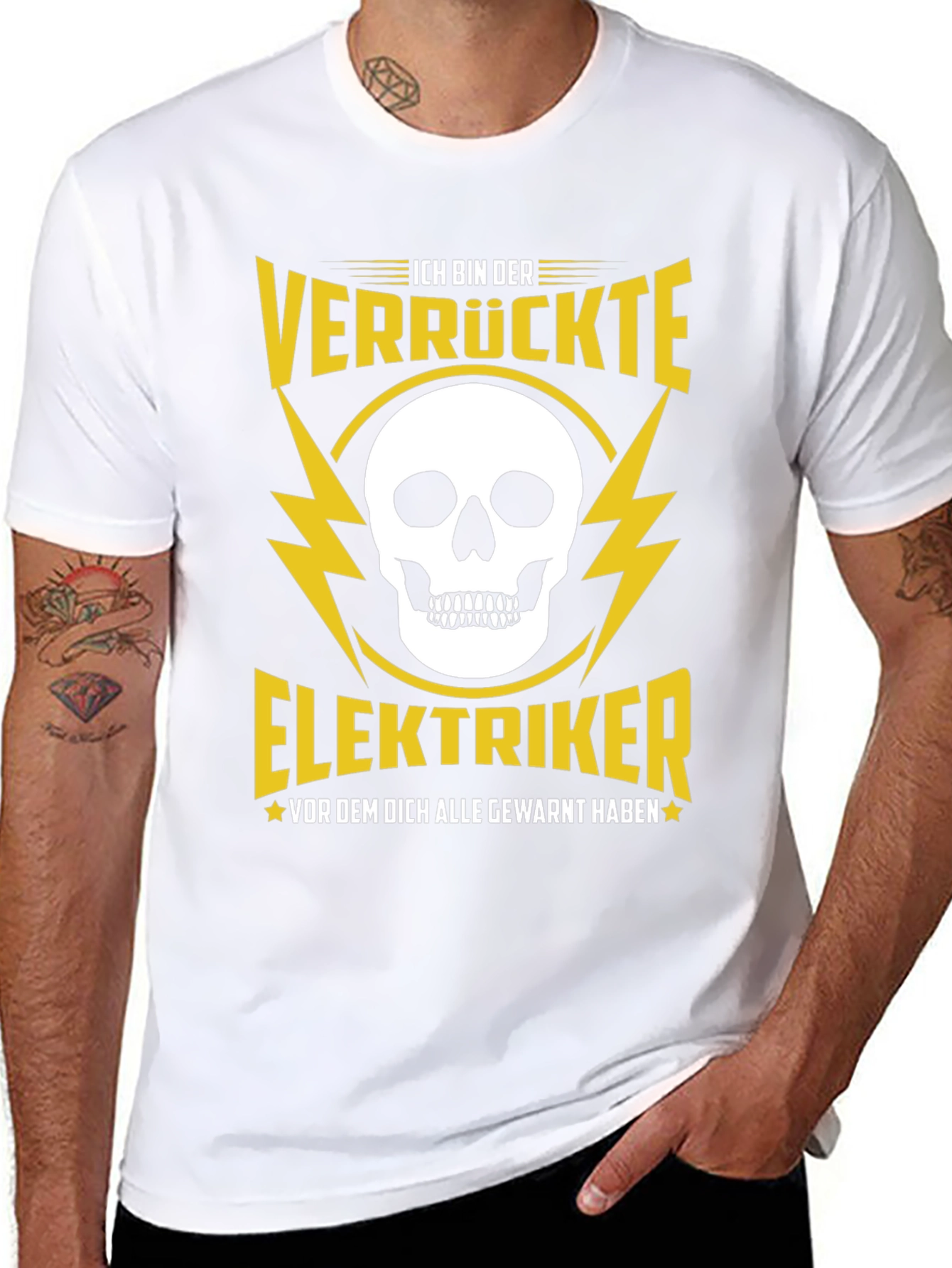 Crazy Electrician T-Shirt with Skull Design