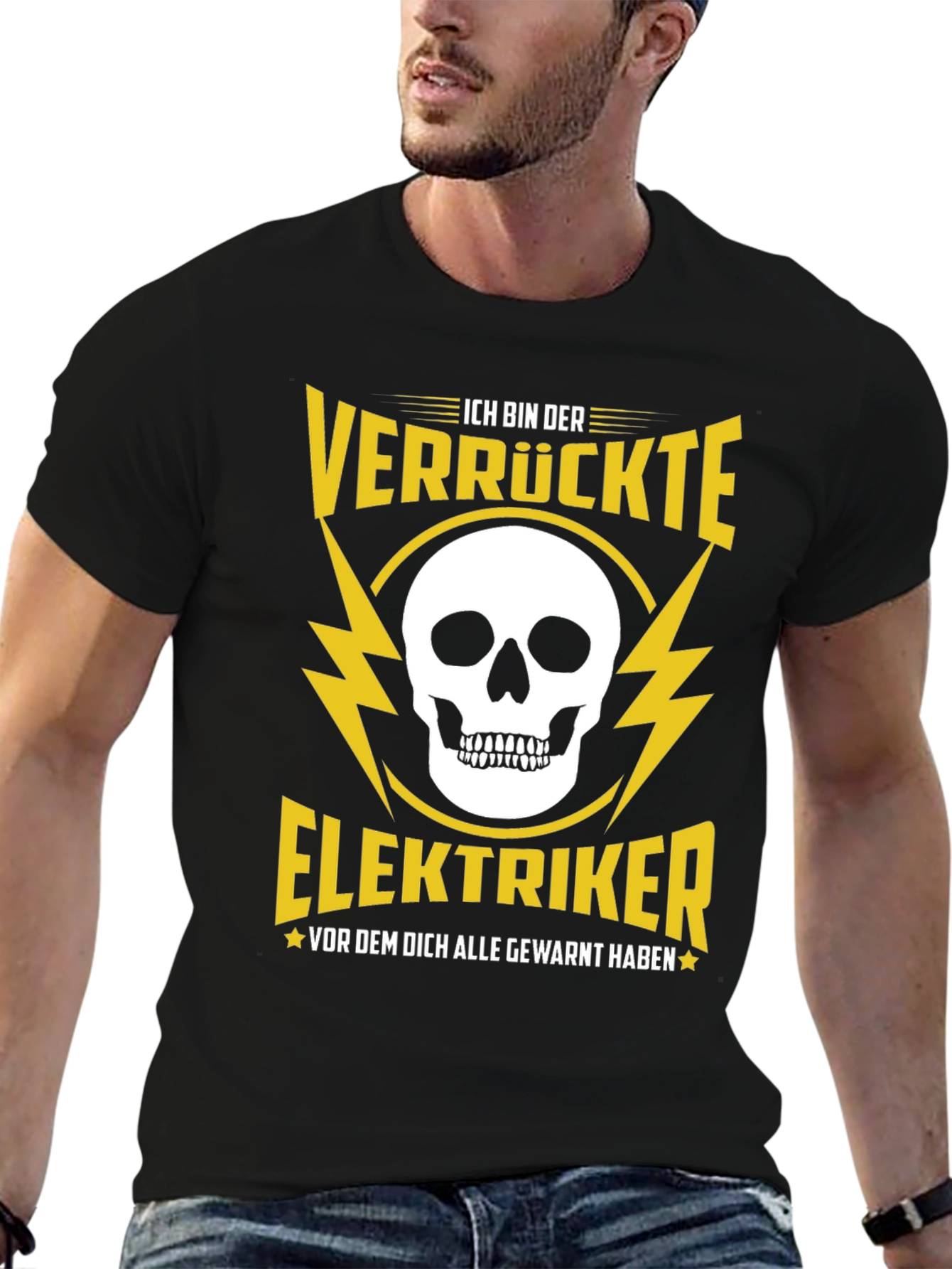 Crazy Electrician T-Shirt with Skull Design