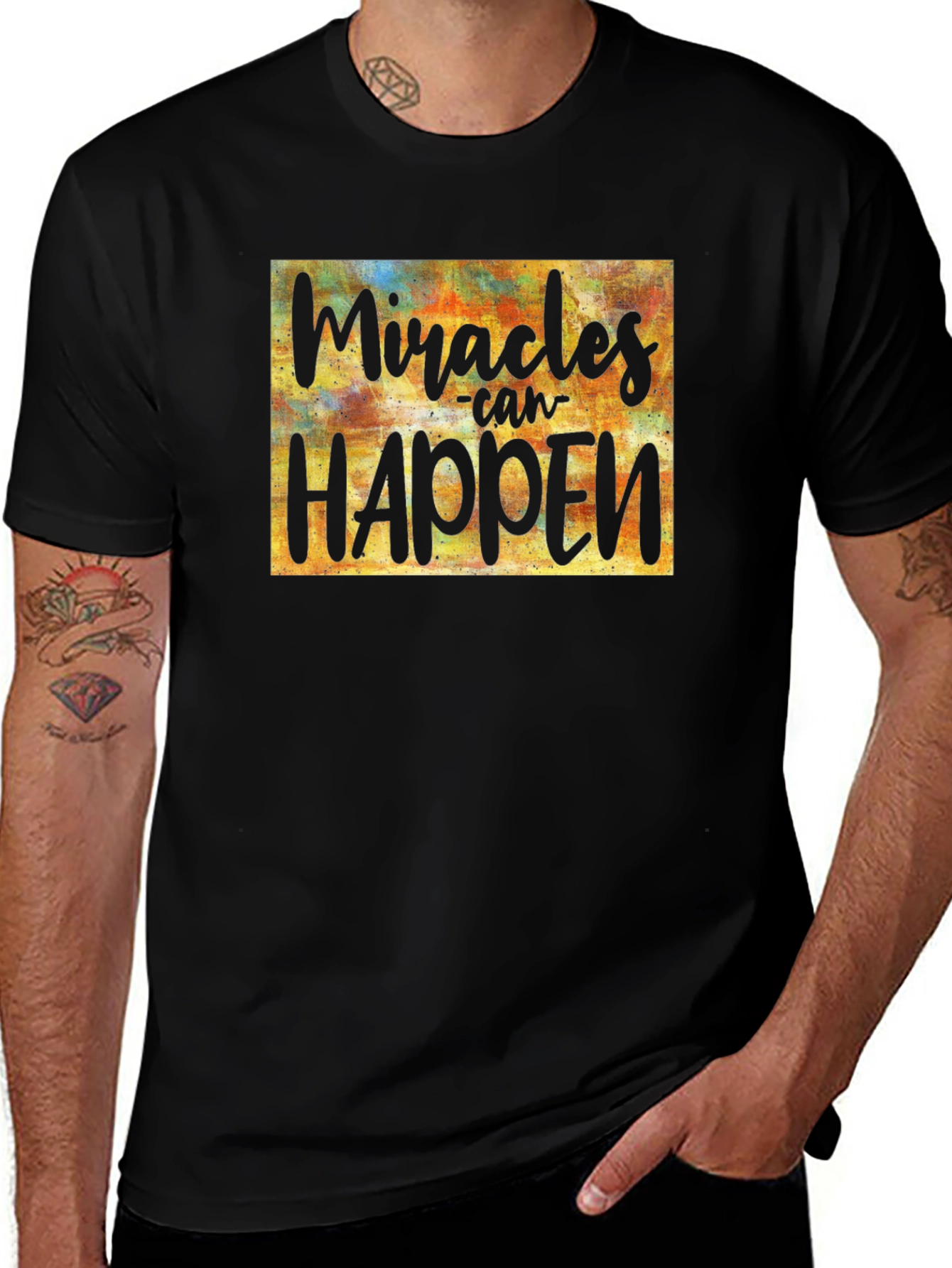 Miracles Can Happen Graphic Tee - Inspirational Black T-Shirt