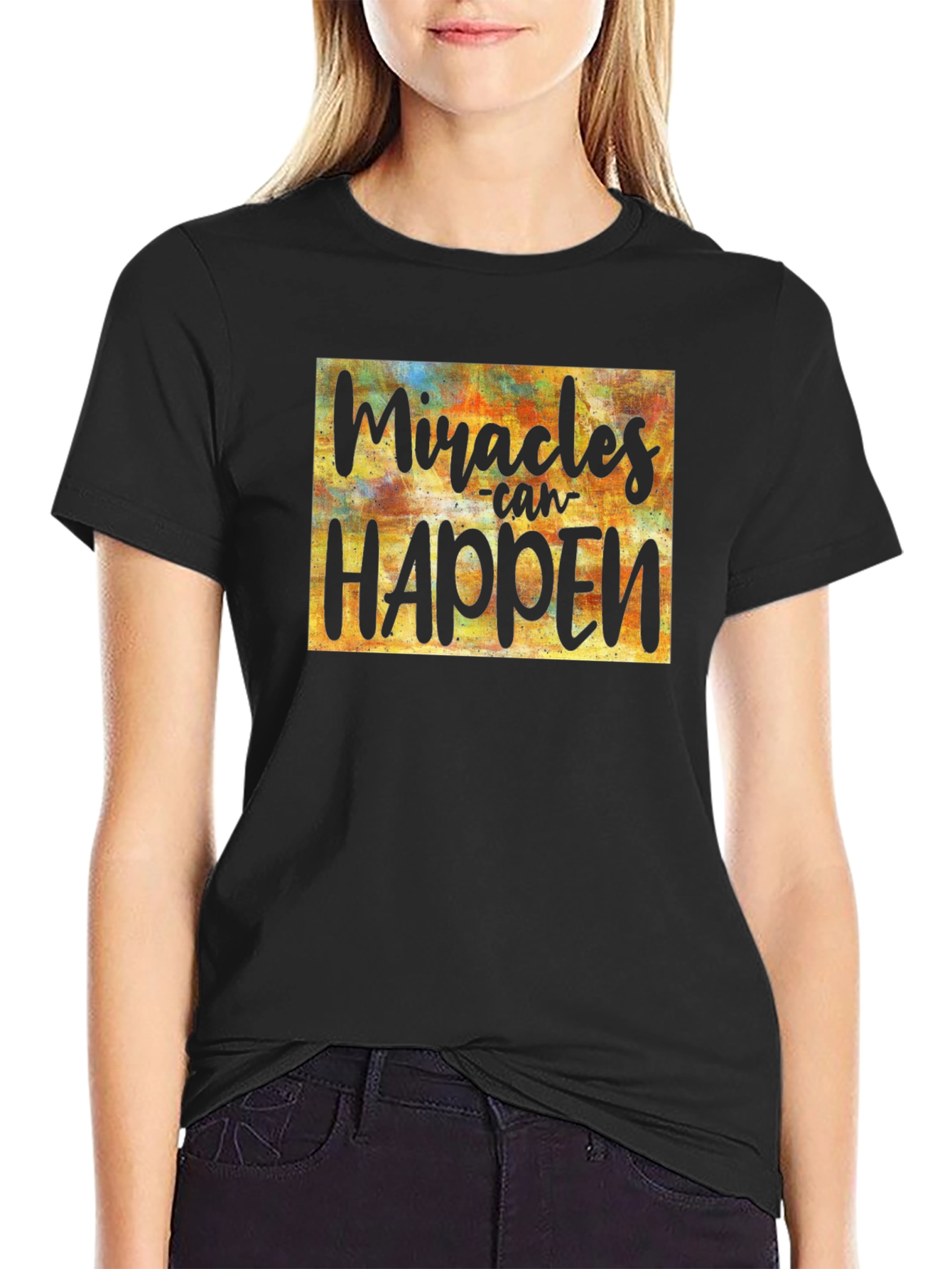 Miracles Can Happen Graphic Tee - Inspirational Black T-Shirt