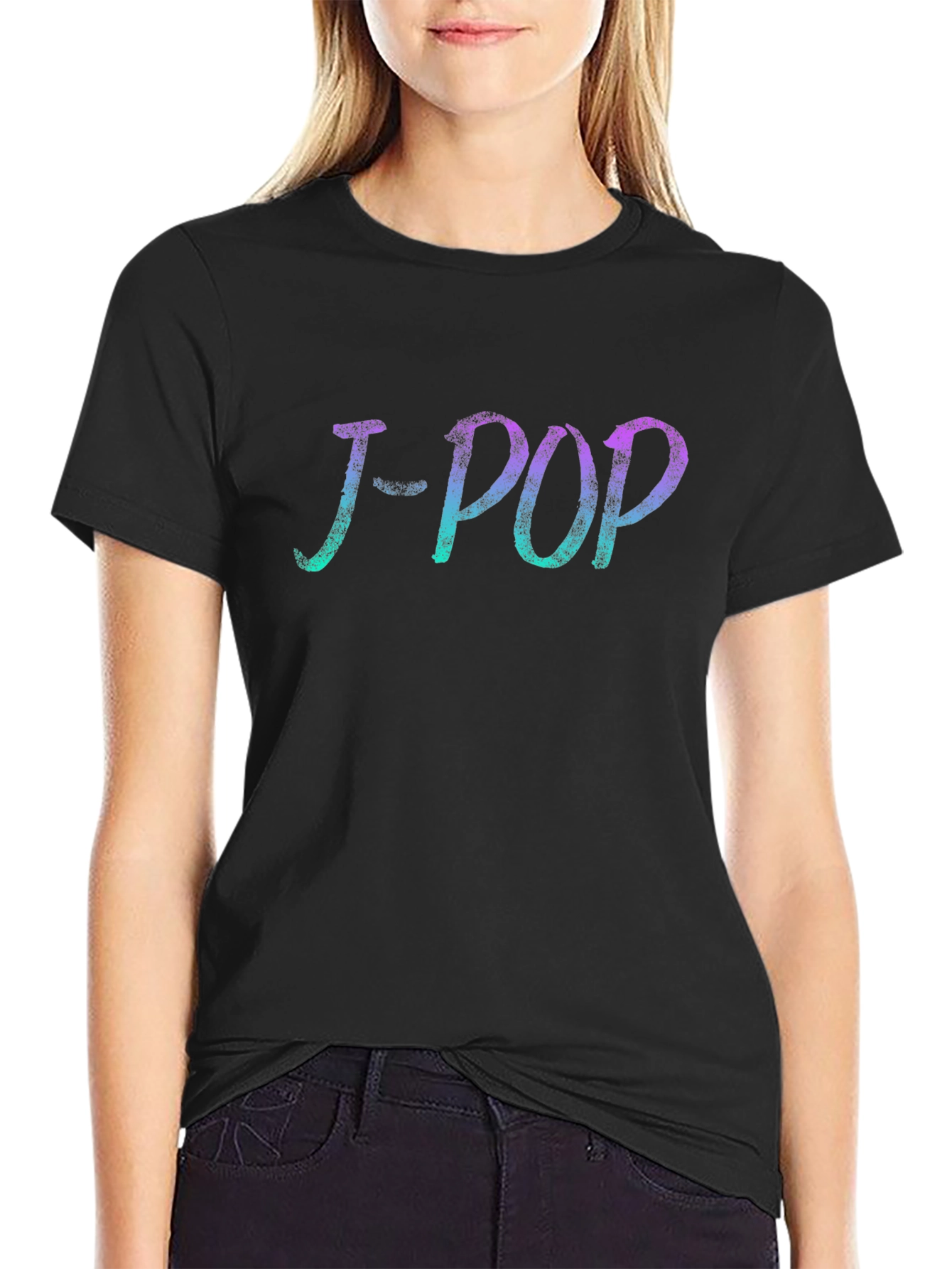 J-Pop Graphic Print Black T-Shirt