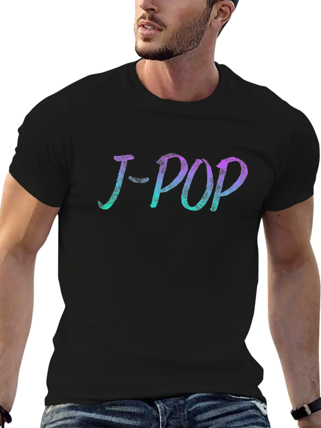 J-Pop Graphic Print Black T-Shirt