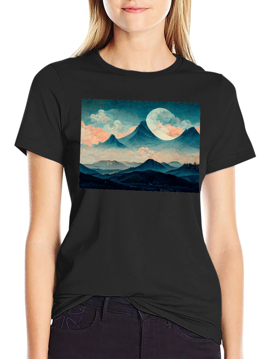 Moonlit Mountain Tee - Soft Black Graphic T-Shirt