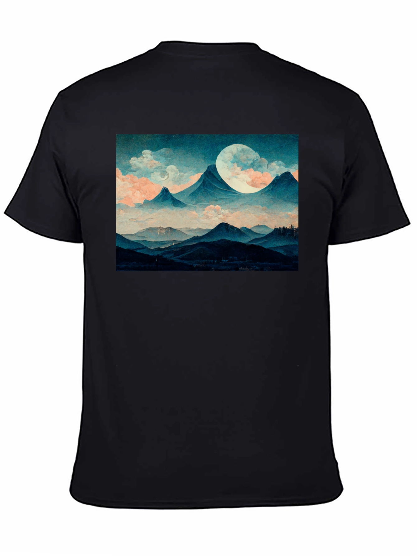 Moonlit Mountain Tee - Soft Black Graphic T-Shirt